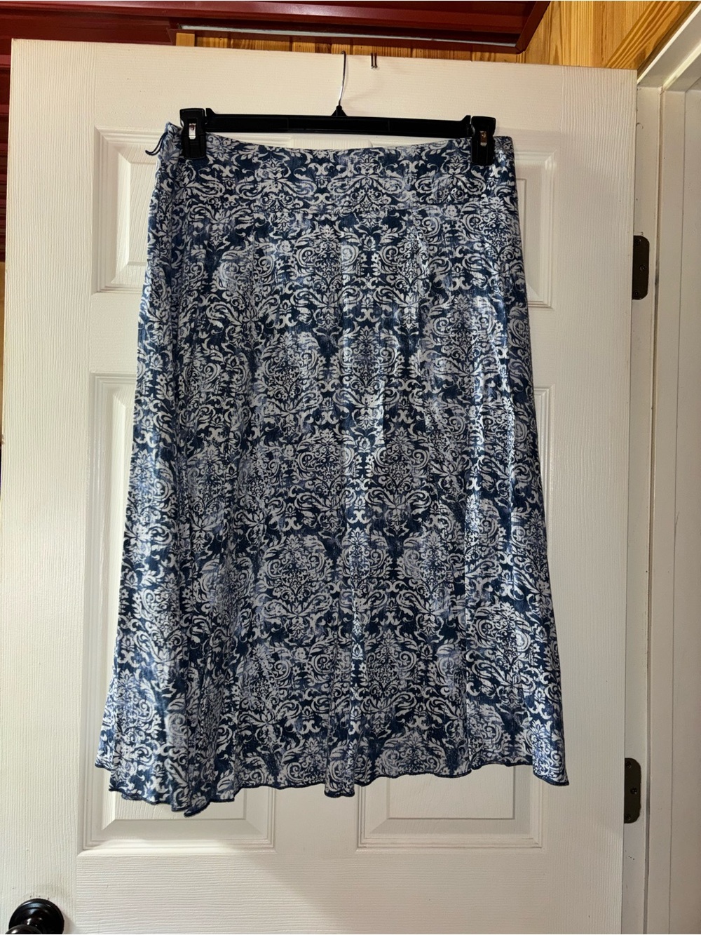 Laura Scott Navy and White Printed A-Line Skirt